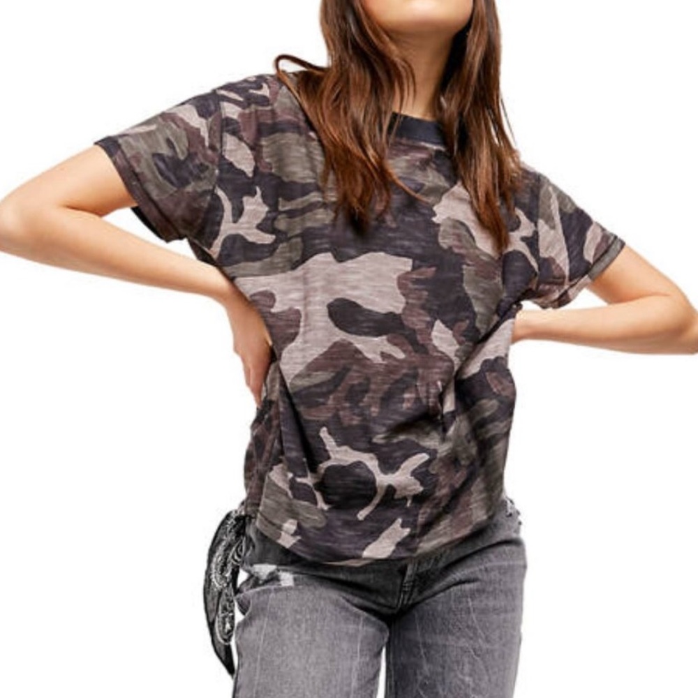 NWOT Free People Camo Tee